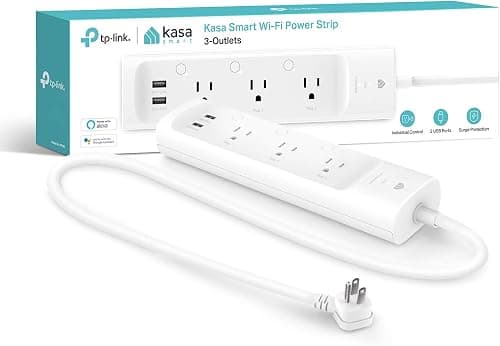 Kasa Smart Plug Power Strip KP303 Surge Protector with 3 Outlets and 2 Usb Ports Alexa Compatible